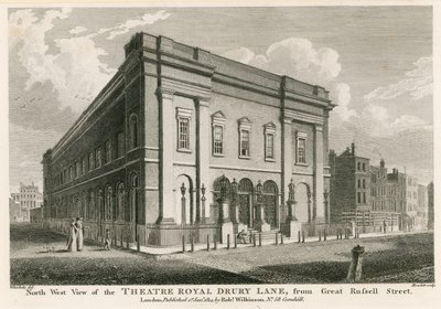 Vestudsigt over Theatre Royal, Drury Lane, London, fra Great Russell Street af C. John Mayle Whichelo