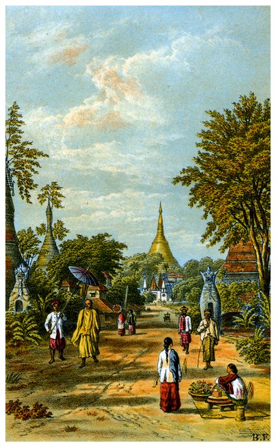 Shwe Dragon-pagoden, Rangoon, 1800-tallet. af C Kegan Paul