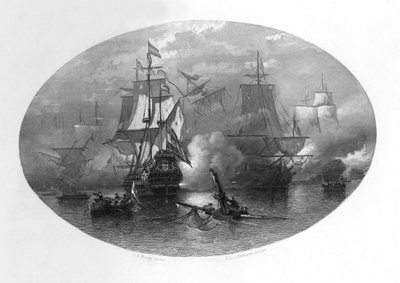Søslaget ved Sole Bay, 1672, c1870 af Domenico del Barbiere