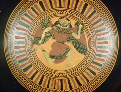 Attic sort-figur kop dekoreret med en løbende gorgon (keramik) af C Painter