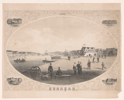 Udsigt over en havn på Curaçao Curacao (titel på objekt) af C. Parsons