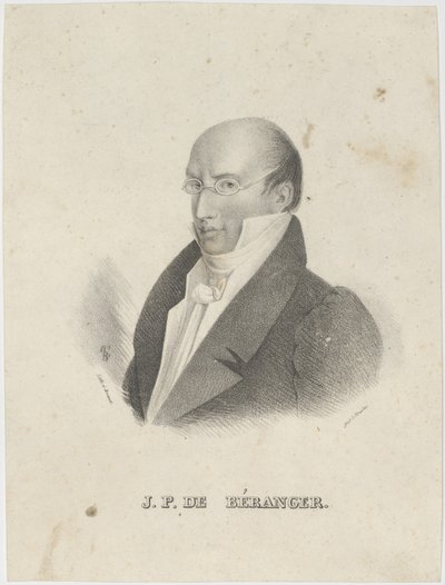 Portræt af Pierre-Jean de Béranger 1780-1857. af Cäcilie Brandt