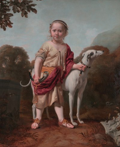 Portræt af en pige som jæger, af Caesar van Everdingen af Caesar van Everdingen