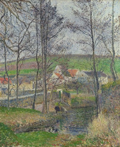 Viosne -bredden ved Osny i gråt vejr, vinter af Camille Jacob Pissarro