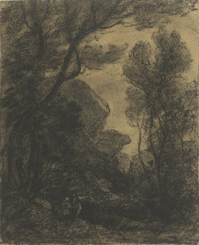 Skovudsigt om natten af Camille Corot