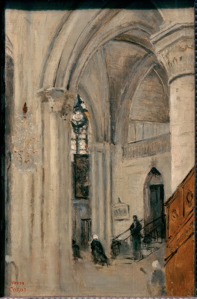 Mantes, Kirke interiør af Jean Baptiste Camille Corot