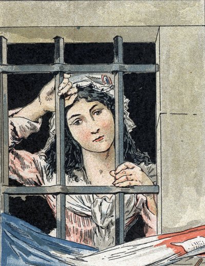 Charlotte Corday (1768-1793), der myrdede Jean-Paul (Jean Paul) Marat, i fængslet. af Camille Gilbert