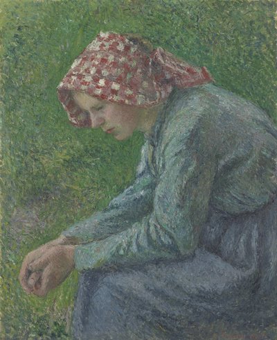En siddende bondekvinde, 1885 af Camille Jacob Pissarro