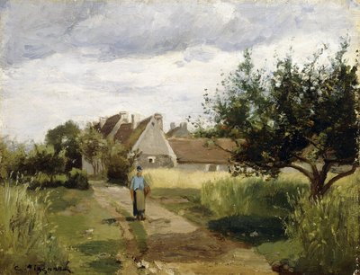 Entrance of a Village, c.1863 af Camille Jacob Pissarro