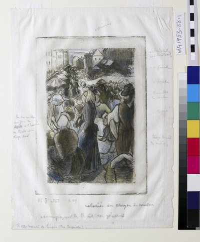 Gisors Market (Rue Cappeville) (ætsning og drypoint) af Camille Jacob Pissarro