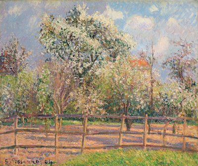 Pæretræer i blomst, Eragny; Poiriers en fleur, Eragny, 1894 af Camille Jacob Pissarro