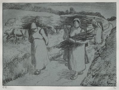 Bønder, der bærer fagots, ca. 1896. af Camille Jacob Pissarro