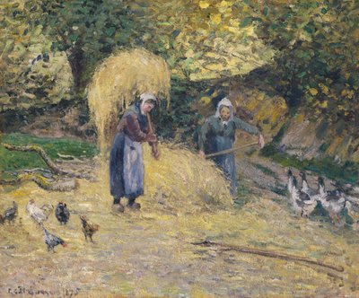 Bønder hive strå, Montfoucault, 1875 af Camille Jacob Pissarro
