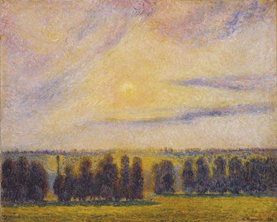 Solnedgang ved Èragny, 1890 af Camille Jacob Pissarro