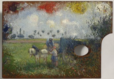 Kunstnerens palet med et landskab, ca. 1878-80 af Camille Jacob Pissarro
