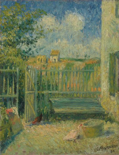 Gården til Maison Rondest, Pontoise; Gården til Rondest-huset, Pontoise, 1880 af Camille Jacob Pissarro