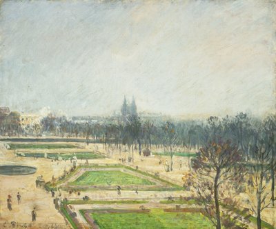 Tuileri-dammene, Mist; Tuileriebassinet, tåge, 1900 af Camille Jacob Pissarro