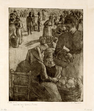 Grøntsagsmarkedet i Pontoise, 1891 af Camille Jacob Pissarro