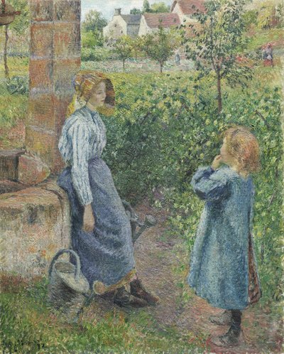 Kvinde og barn ved brønden, 1882 af Camille Jacob Pissarro