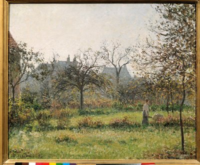 Kvinde i en frugthave, efterårsmatiné, Eragnys have Maleri af Camille Pissarro (1830-1903) 1897 Søn. 0,54x0,65 m Paris, musee d