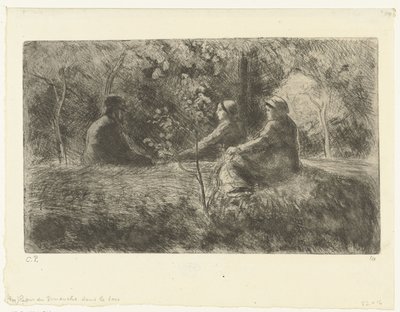 Zondagse rust in het bos Søndagshvile i skoven af Camille Jacob Pissarro