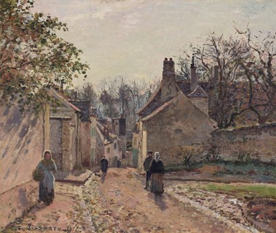 En landsbygade, Louveciennes af Camille Pissarro