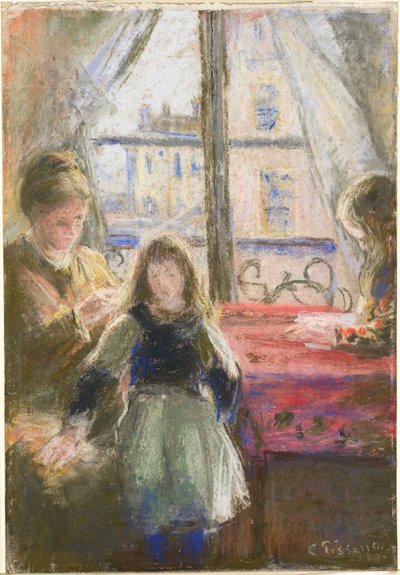 Ved vinduet, Rue des Trois Frères af Camille Pissarro