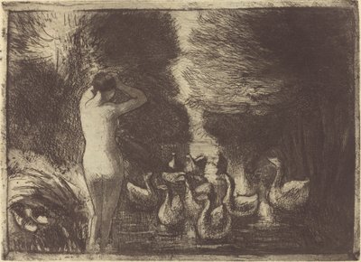 Gæsbader (badere med gæs) af Camille Pissarro