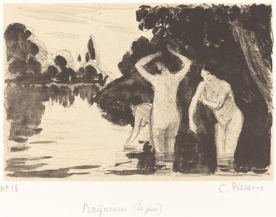 Badende, ca. 1895. af Camille Pissarro