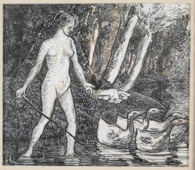 Bather with Geese, 1895dani af Camille Jacob Pissarro