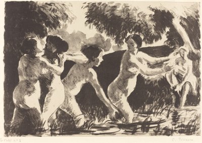 Badende Wrestling Baigneuses luttants, ca. 1896. af Camille Pissarro