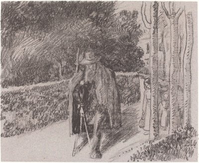 Tigger med en krykkebehandler a la bequille, 1897. af Camille Pissarro