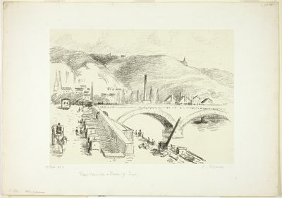 Bro i Rouen: Pont Corneille af Camille Pissarro
