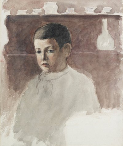 Halv-længde portræt af Lucien Pissarro 1863-1944, c1875 af Camille Pissarro
