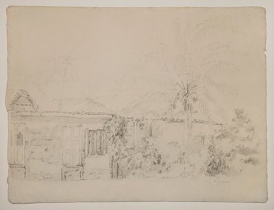 Huse og palmer af Camille Pissarro