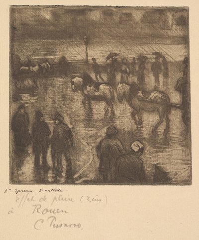 Indtryk af regn, Rouen, 1883. af Camille Jacob Pissarro