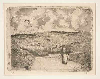 La Femme sur la route (Kvinden på vejen) af Camille Pissarro