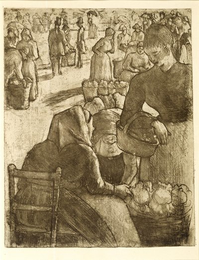 Grøntsagsmarked i Pontoise af Camille Pissarro