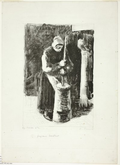Bondekvinde kærner mælk af Camille Pissarro