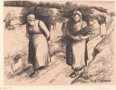 Bønders bærestokke Bøndernes bærestokke, 1896. af Camille Pissarro
