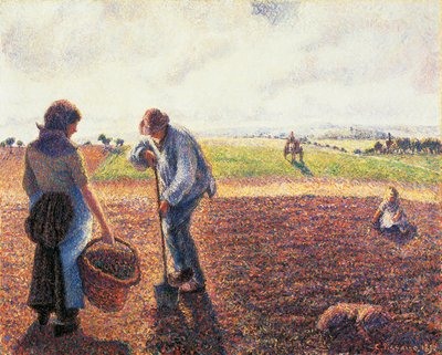 Bønder på marken, Eragny af Camille Pissarro