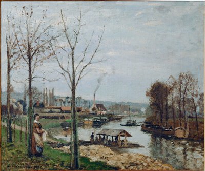 Port-Marly, vaskehuset (olie på lærred) af Camille Pissarro