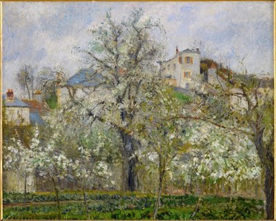 Forår, pæreblomster (olie på lærred) af Camille Pissarro