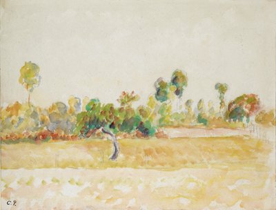 Studie af frugtplantagen ved Eragny-sur-Epte, set fra kunstnerens hus, c1886-1890 af Camille Pissarro