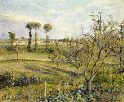 Solnedgang ved Valhermeil, nær Pontoise; Solnedgang ved Valhermeil, nær Pontoise, 1880 af Camille Jacob Pissarro