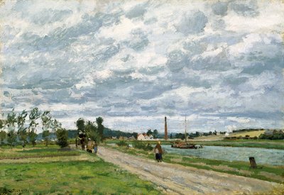The Banks Of The Oise Near Pontoise (olie på lærred) af Camille Pissarro