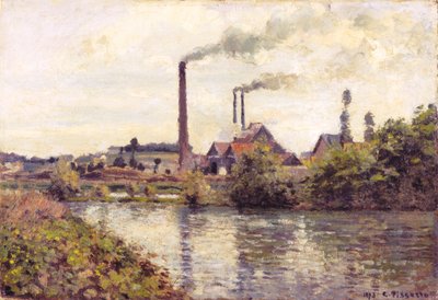 Fabrikken i Pontoise af Camille Pissarro