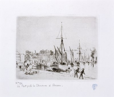 Havnen nær toldstedet i Rouen) af Camille Jacob Pissarro