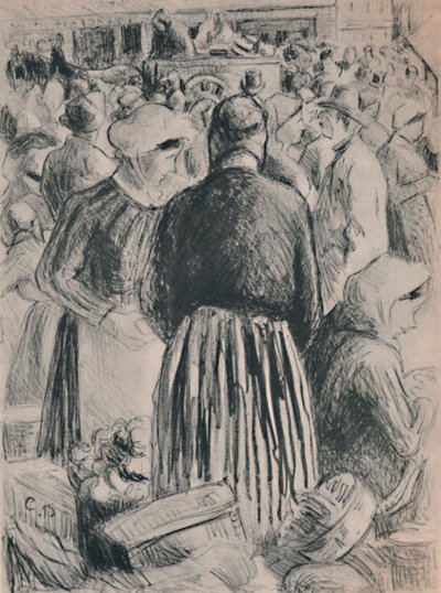 Markedet i Pontoise, 1895, 1946 af Camille Jacob Pissarro