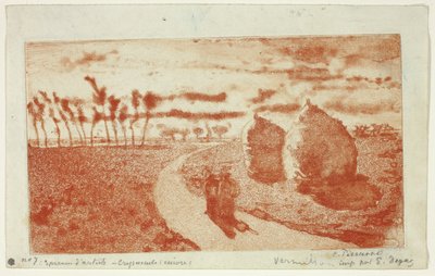 Twilight med Høstakke af Camille Pissarro